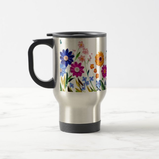 Caneca Térmica Sip in Bloom - Floral Fantasy Mug ☕ 💐 (Esquerda)