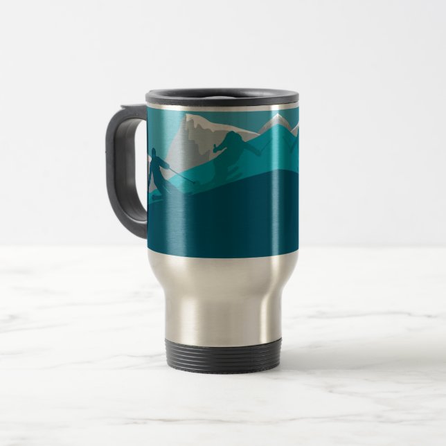 Caneca Térmica Skier Silhouette All Mountain Skiing (Frente Esquerda)