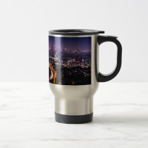 Caneca Térmica Skyline de Los Angeles, Califórnia na noite
