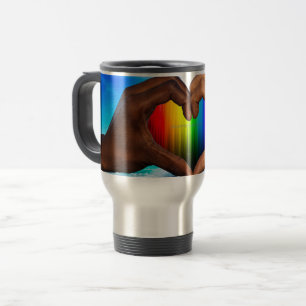 Caneca Térmica SlipperyJoe gradiente de arco-íris vibrante coraçã