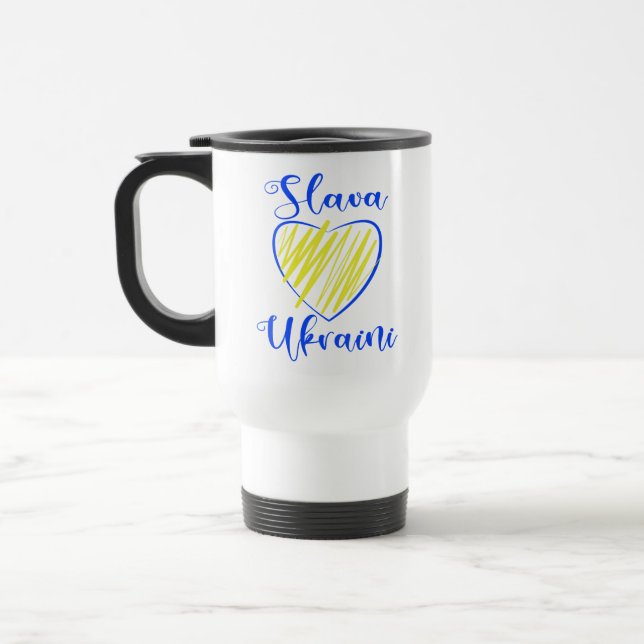 Caneca Térmica Slogan Slava Ucraniano Glória à Ucrânia (Esquerda)