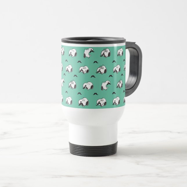 Caneca Térmica Snoopy Mustaches & Teal Patterno (Frente Esquerda)