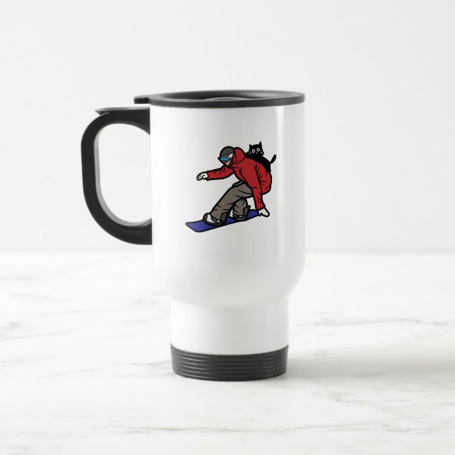 Caneca Térmica Snowboard com o Meu Gato (Esquerda)