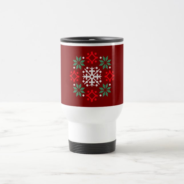 Caneca Térmica Snowflake Pattern Christmas Sweater Geometric XMas (Centro)