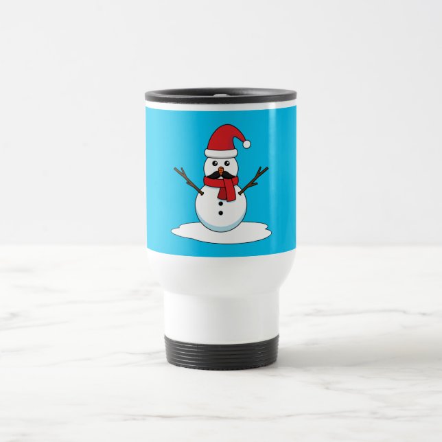 Caneca Térmica Snowman engraçado com bigode e papagaio (Centro)
