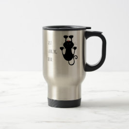 Caneca Térmica Só pendurado ali um desenho de um gato preto.
