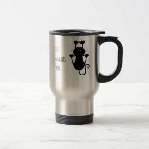 Caneca Térmica Só pendurado ali um desenho de um gato preto, um