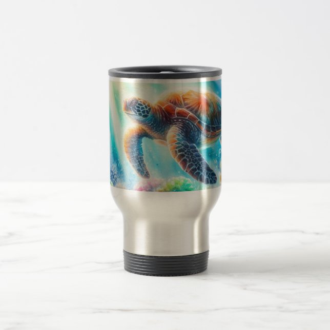 Caneca Térmica Sob a tartaruga marinha oceânica (Centro)