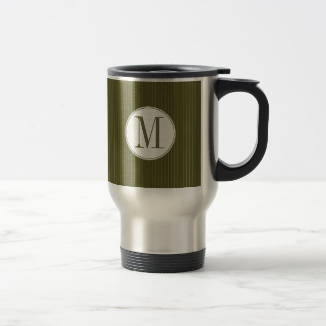 Caneca Térmica Solteiro de Pinstripe Monograma Mug (Direita)