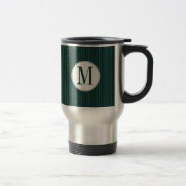 Caneca Térmica Solteiro Pinstripe Monograma de Teal Escuro