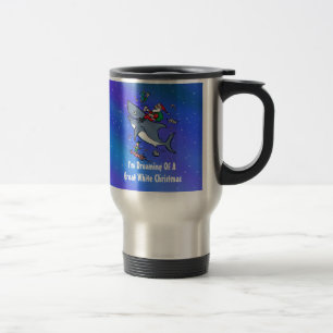 Caneca Térmica Sonhar Com Um Natal De Tubarão Branco Excelente