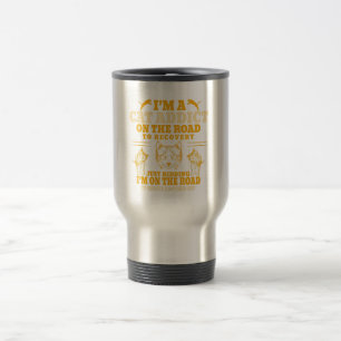 Caneca Térmica sou viciado em gatos na estrada para a recuperação