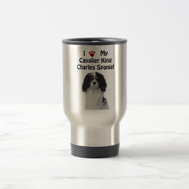 Caneca Térmica Spaniel de rei Charles descuidado (Centro)