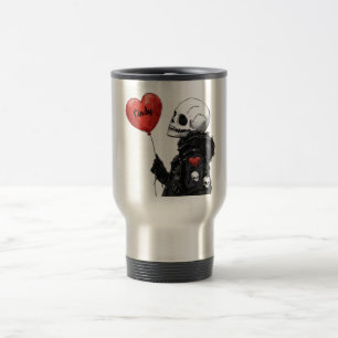 Caneca Térmica Spooky Sweetheart - Crânio Personalizável com Balã