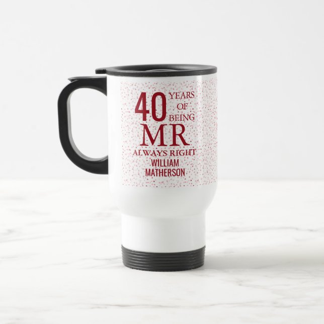 Caneca Térmica Sr Sempre Certo Diversão 40º Aniversário Corações  (Esquerda)