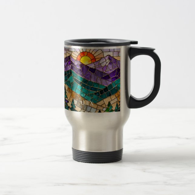 Caneca Térmica Stained Glass Mountain Sunrise Mug  (Direita)