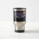 Caneca Térmica Starry Night, Van Gogh Santo da cidade francesa Re<br><div class="desc">Uma cidade francesa "Remy Santo" está em chamas com a luminescência de estrelas numa noite estelar azul. Luz estelar sobre a cidade com nuvens,  estrelas e lua amarela brilhante na meia-noite. Vintage post impressionista pintado pelo pintor francês Vincent Van Gogh.</div>