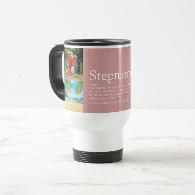 Caneca Térmica Stepman Bonus Mãe Definição Foto Colagem Rosa (Frente Esquerda)