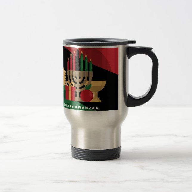 Caneca Térmica stripe diagonal Happy Kwanzaa (Direita)