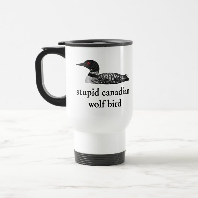 Caneca Térmica Stupid Canadian Wolf Bird Hockey Romance for Hocke (Esquerda)
