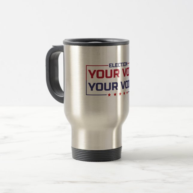 Caneca Térmica Sua Votação Sua Voz fonte colorida (Frente Esquerda)