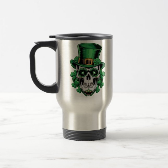 Caneca Térmica Sugar Skull Rua Patrick Day Lucky Shamrock (Esquerda)