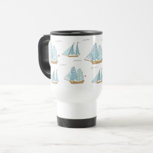 Caneca Térmica Summer Seatime Cute yachts with sail