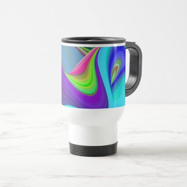 Caneca Térmica Summersense, Abstrato 3D Rainbowart (Frente Esquerda)