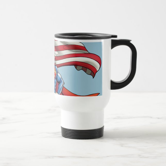 Caneca Térmica Superman Holding Bandeira dos EUA (Direita)