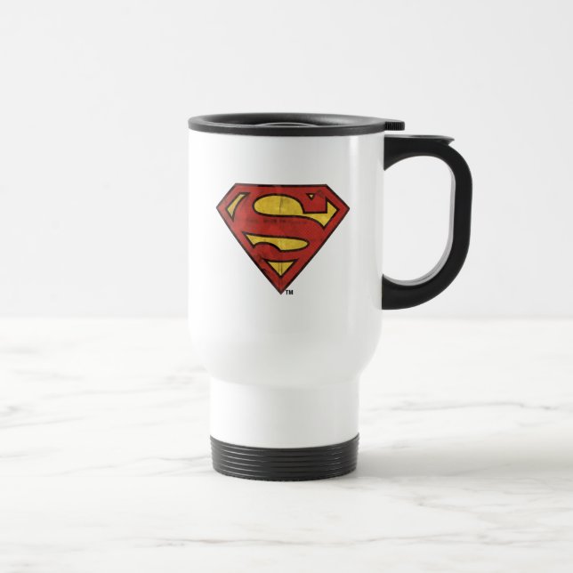 Caneca Térmica Superman S-Shield | Logotipo Grunge (Direita)