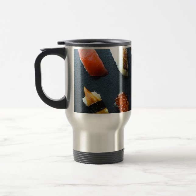 Caneca Térmica Sushi Grid – Modern Japanese Travel Mug (Esquerda)