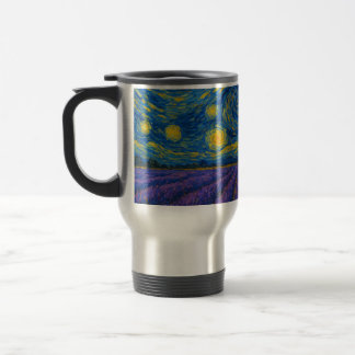 Caneca Térmica Swirling Night Sky sobre Campo de Lavanda
