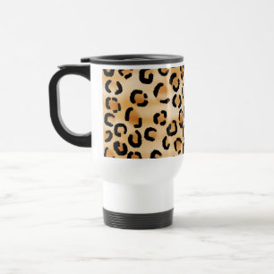 Caneca Térmica Tan, preto e teste padrão do impressão do leopardo