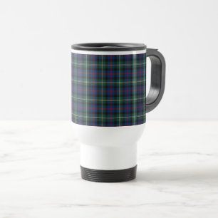 Caneca Térmica Tartan azul escuro e verde do clã de Malcolm