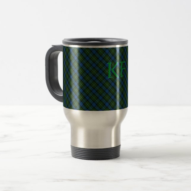 Caneca Térmica Tartan Oficial Fergusson com monograma/iniciais (Frente Esquerda)