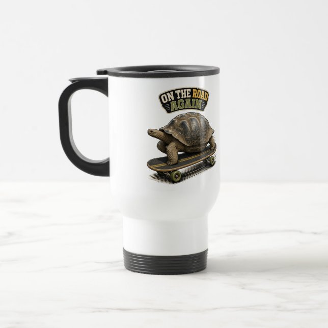Caneca Térmica Tartaruga Engraçada na Estrada Novamente (Esquerda)