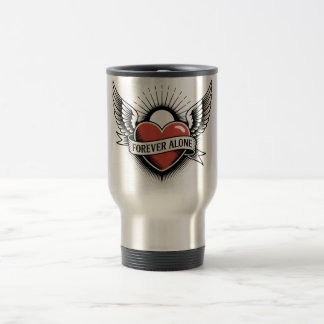 Caneca Térmica Tattoo Art: Winged Heart with "Forever Alone"