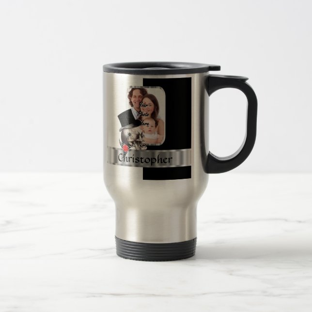 Caneca Térmica Tatuagem do crânio gótico (Direita)