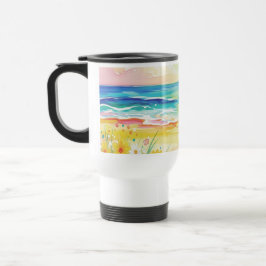 Caneca Térmica Taza de viaje mar y flores 