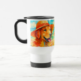 Caneca Térmica Taza de viaje perros en la playa a pincel 