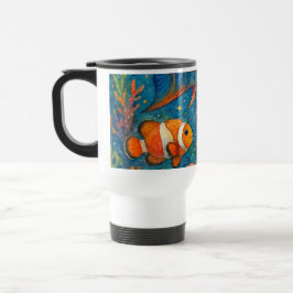 Caneca Térmica Taza de viaje pez con brillos y flores