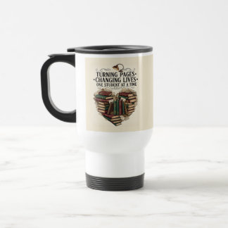 Caneca Térmica Teacher Mug | Turning Pages Book Heart Quote