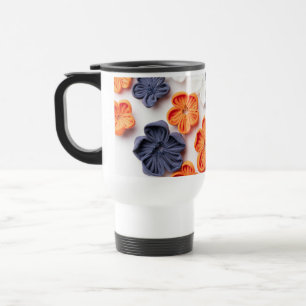 Caneca Térmica tecidos de costura de primavera manual flores lara