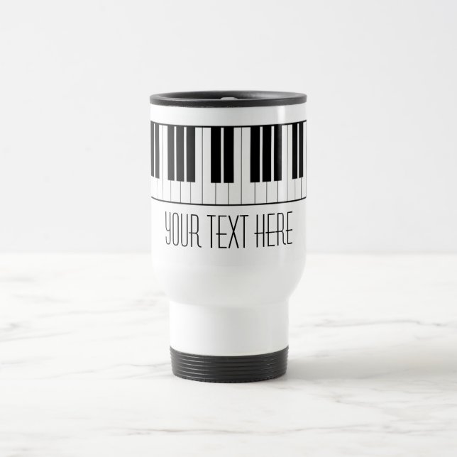 Caneca Térmica Teclas Piano de Nome Personalizado Professor de Te (Centro)