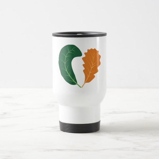 Caneca Térmica Tela de Folhas de Coração Terroso Moderno (Centro)