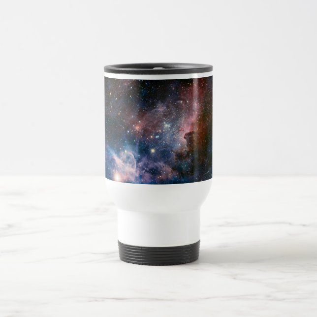 Caneca Térmica Telescópio do Hubble da Nebulosa Vermelha e Azul (Centro)