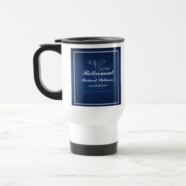 Caneca Térmica Tema de Golfe do Regresso Clássico Branco Azul (Esquerda)