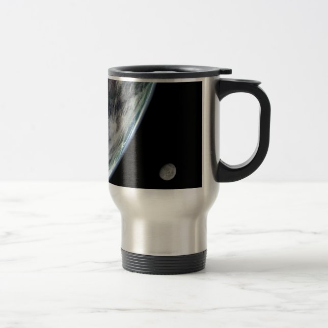 Caneca Térmica Tempestades da Terra e da Lua1148 astronomia, azul (Direita)