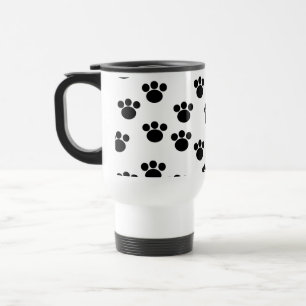Caneca Térmica Teste padrão animal do impressão da pata. Preto