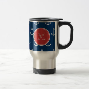 Caneca Térmica Teste padrão branco das âncoras dos azuis